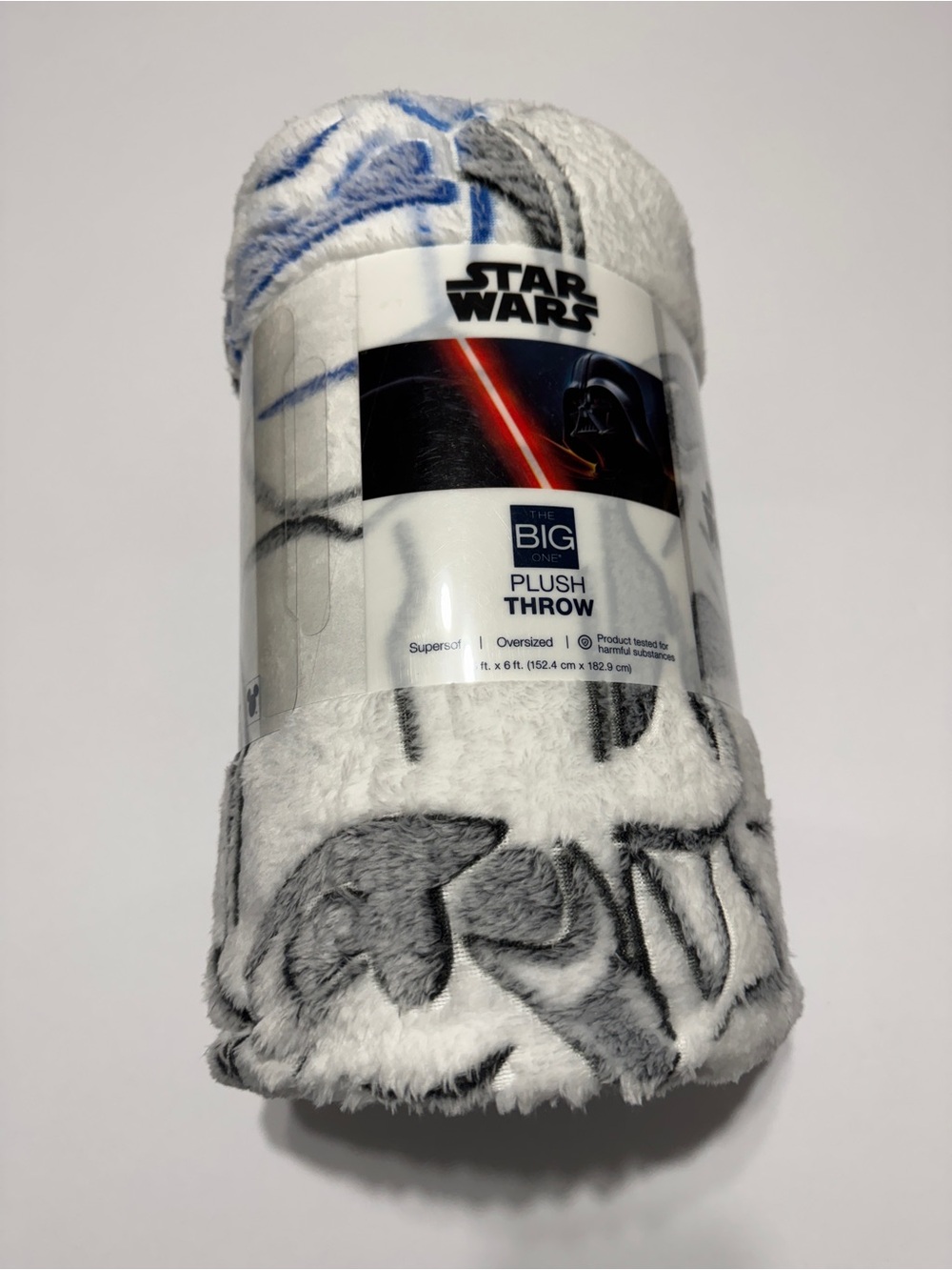 The Big One Star Wars Plush Throw - White & Gray with Blue Accent